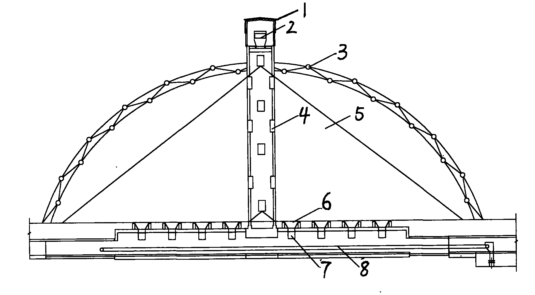 一种封闭式储煤仓,从根本上解决现有储煤仓没有封闭式围护结构,污染