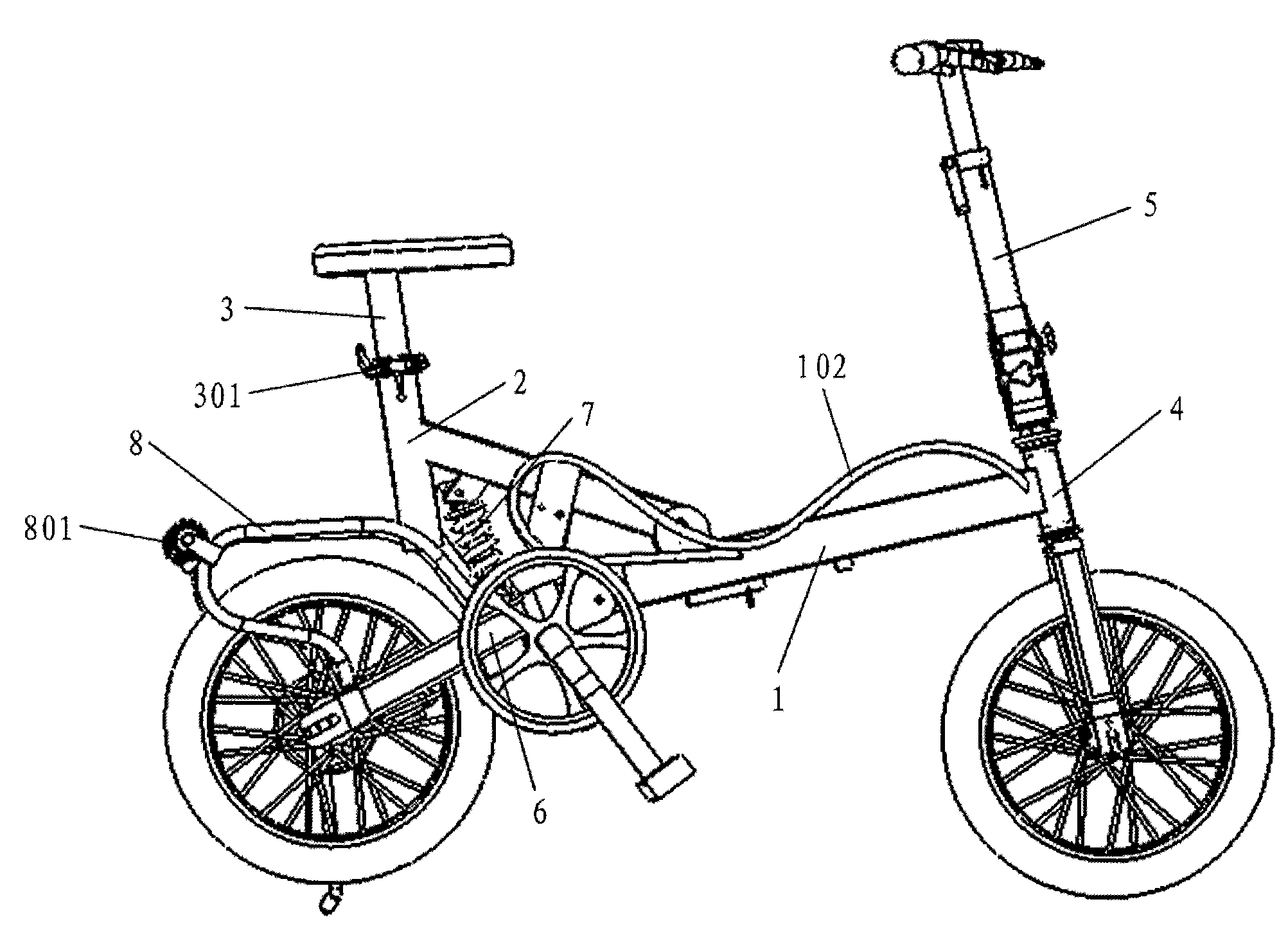 手提拉式折叠式自行车