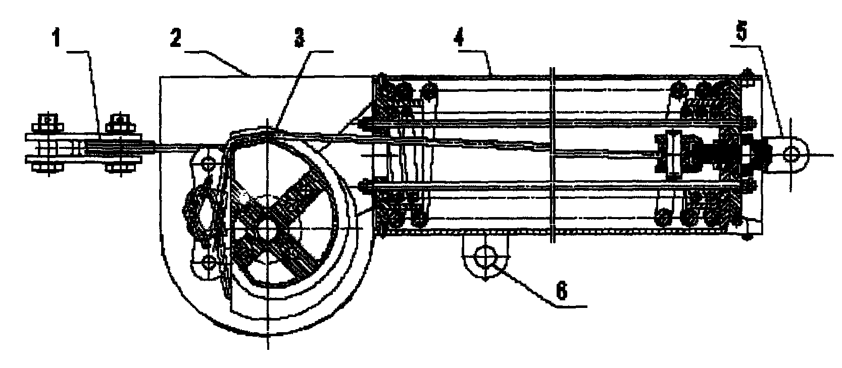 本实用新型是弹簧补偿器,属于电气化铁路接触网接触线的补偿装置,具体