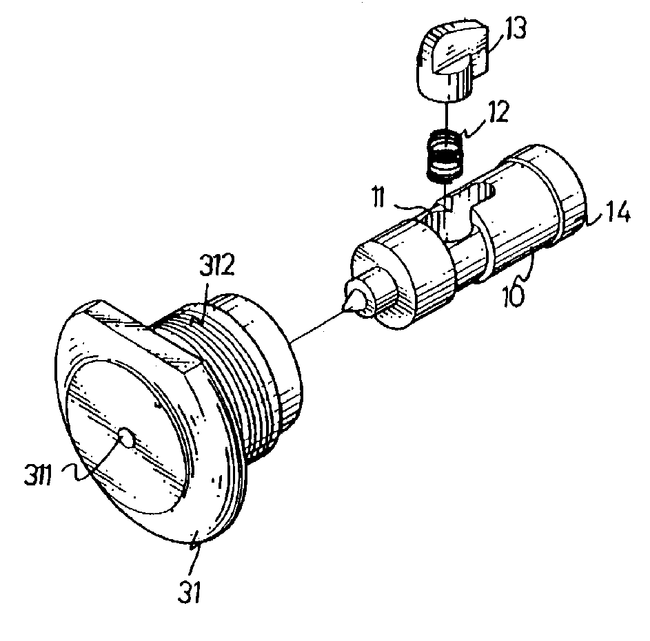 发装置,其击针侧设有一组装槽,内中容置有一由小弹簧向外推顶的控制块