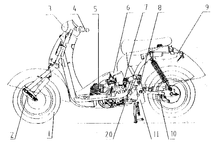 踏板摩托车结构解析图图片