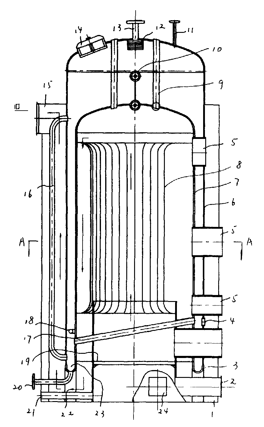 立式内燃湿背水管三回程焦炭锅炉
