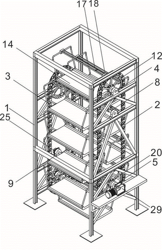 一种垂直循环防摆动立体车库