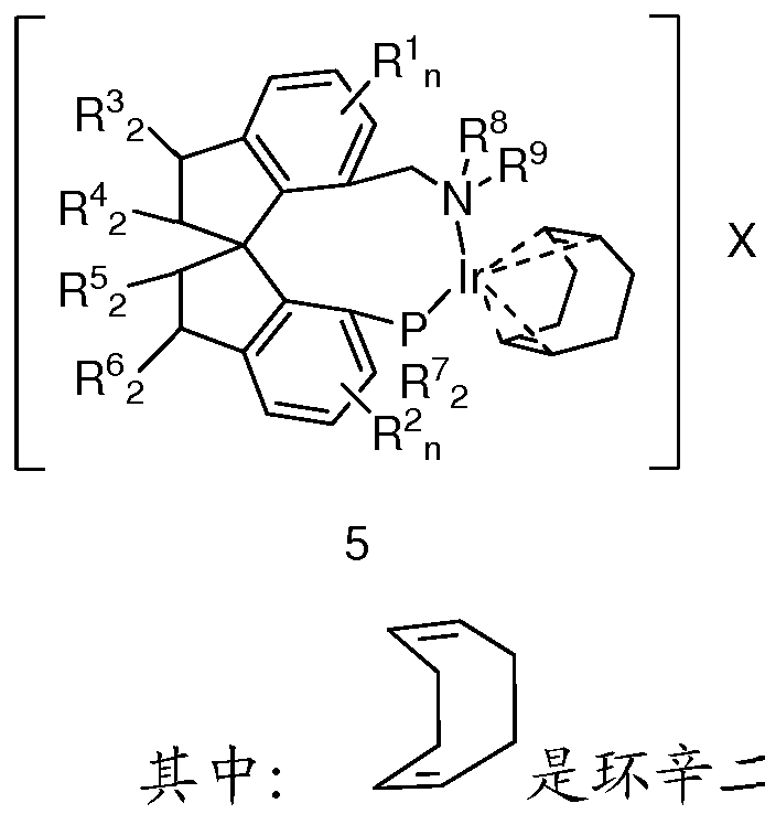 一种由螺环苄胺-膦制备的螺环苄胺-膦的铱络合物 5具有如下 的结构式
