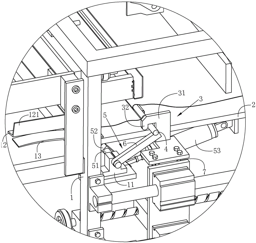 cn209666256u_圆形胶圈自动成型机的拨杆机构