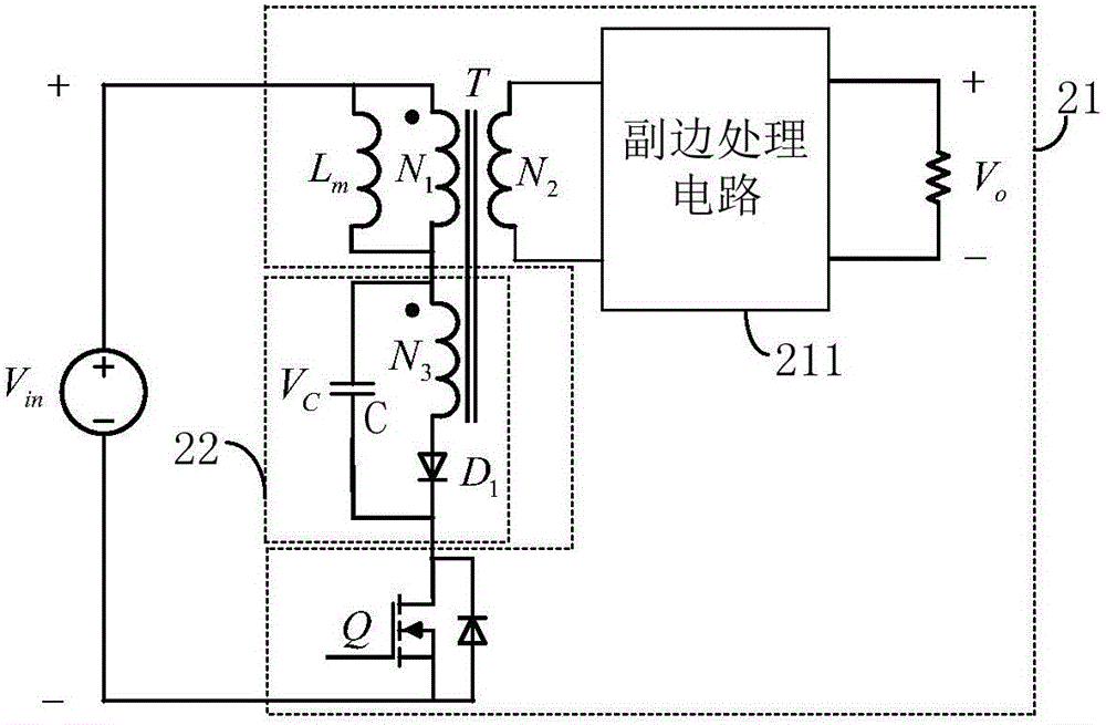 所述正激變換電路包括原邊開關電路,隔離變壓器和副邊輸出電路,所述原