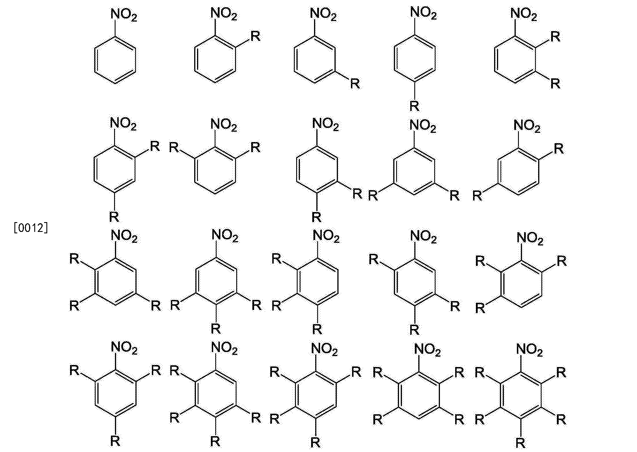 [0011] 其中,芳香环为苯环的芳香硝基化合物的结构式为:[0010] 芳香