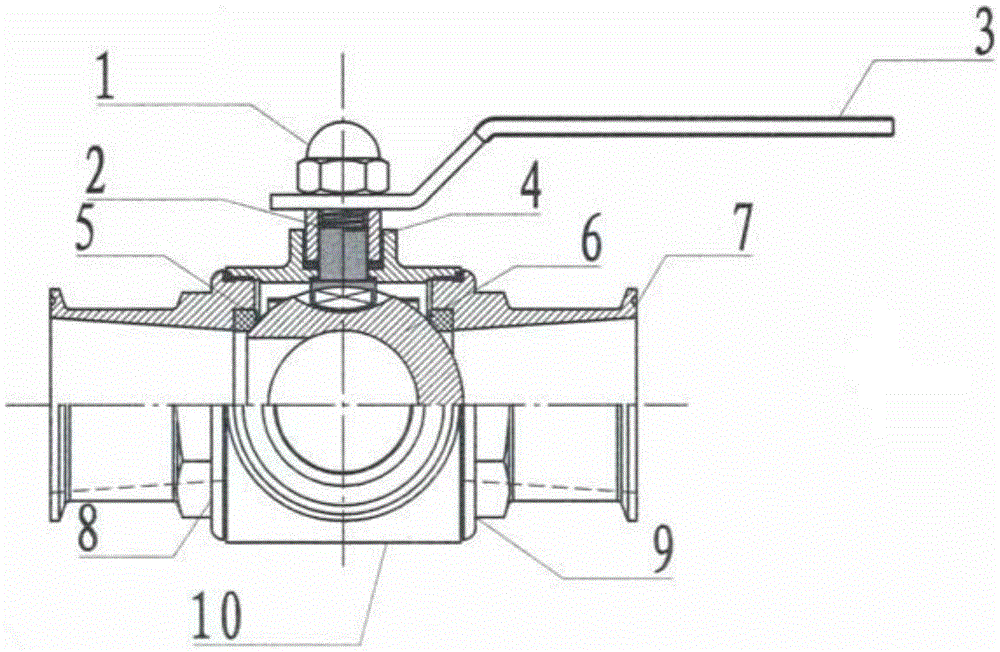 cn209041705u_卫生级三片快装三通球阀