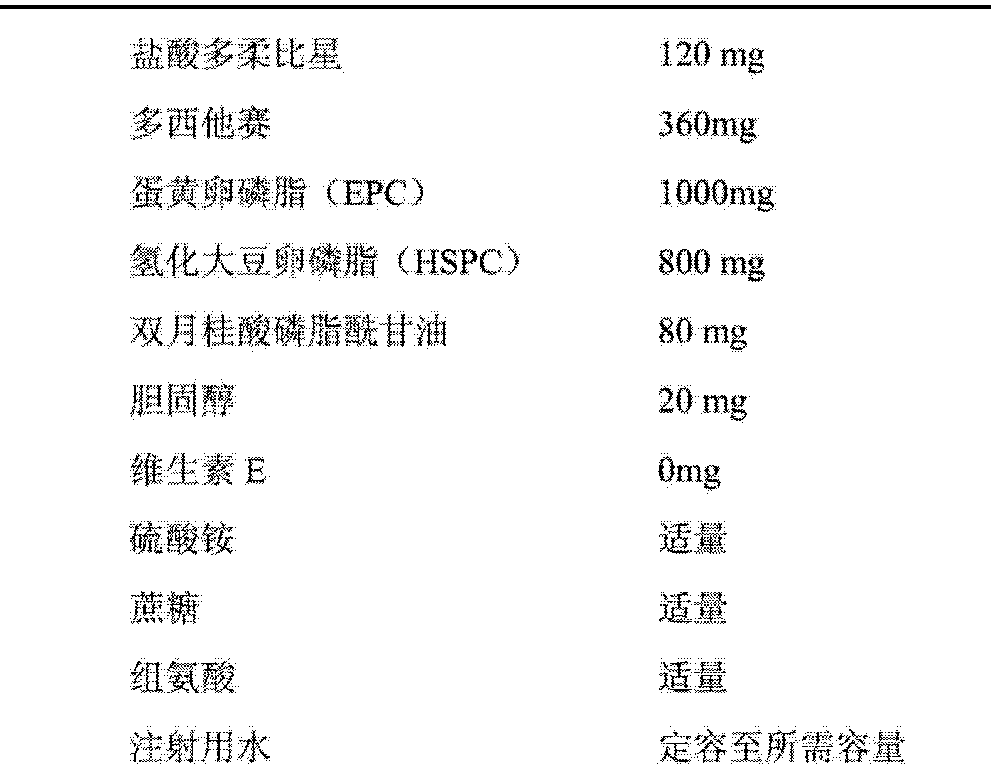 鹽酸多柔比星多西他賽或紫杉醇脂質體制劑及其製備方法