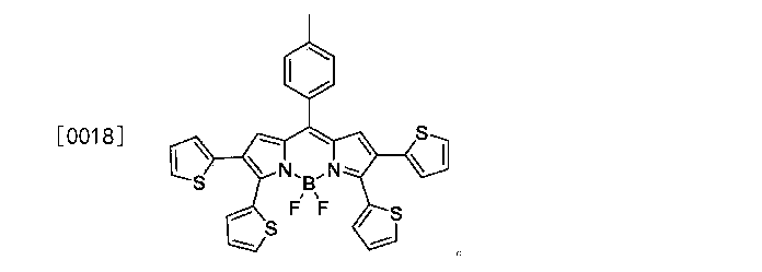 染料為4,4-二氟-2,3,5,6-四噻吩基-8-(4-甲基苯基)氟硼二吡咯,結構式