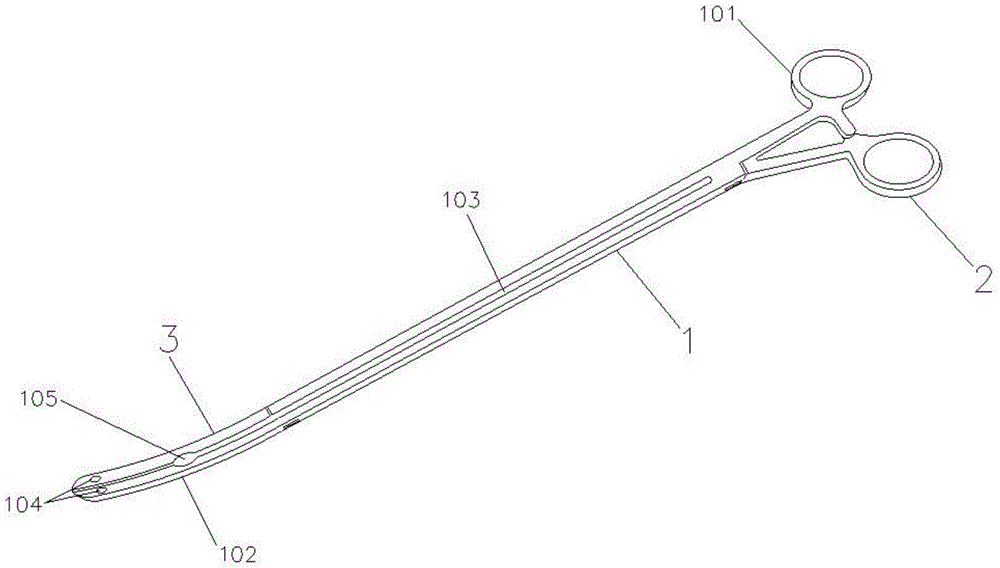 一种儿童漏斗胸矫形手术穿通引导钳