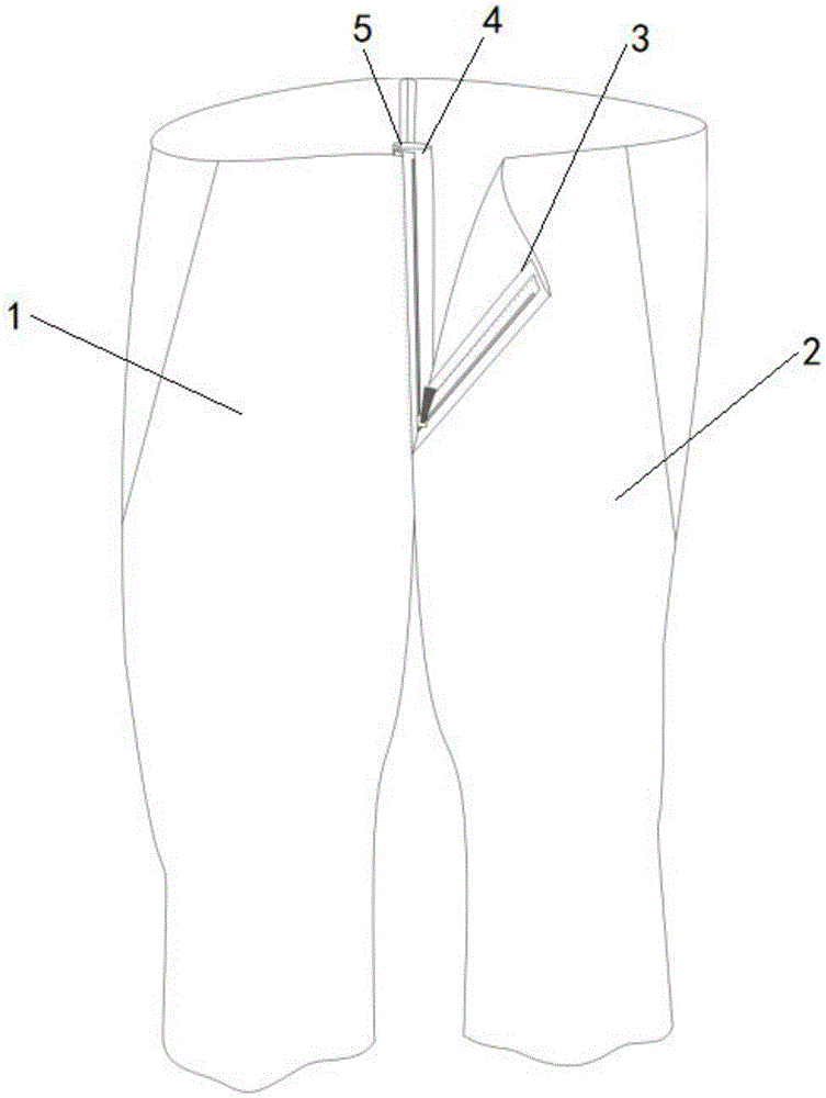 cn208821760u_一种自带门襟,里襟和三角折边标志的裤体结构