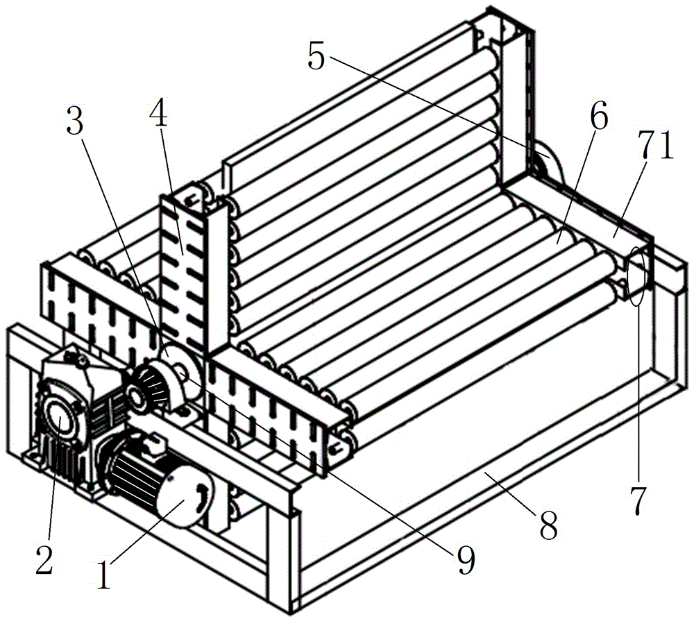 cn208828752u_一种平板型预制件输送环节中实现180度翻板的装置