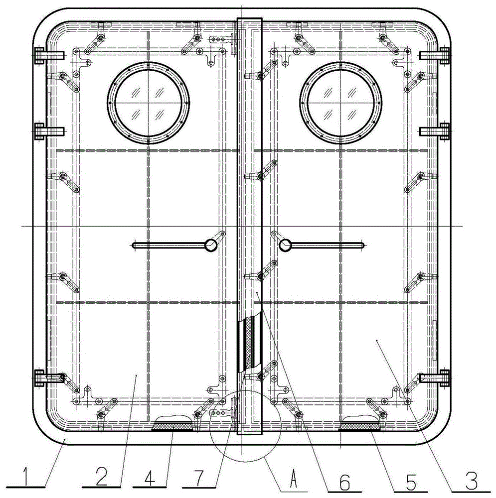 船用风雨密双开门密封结构