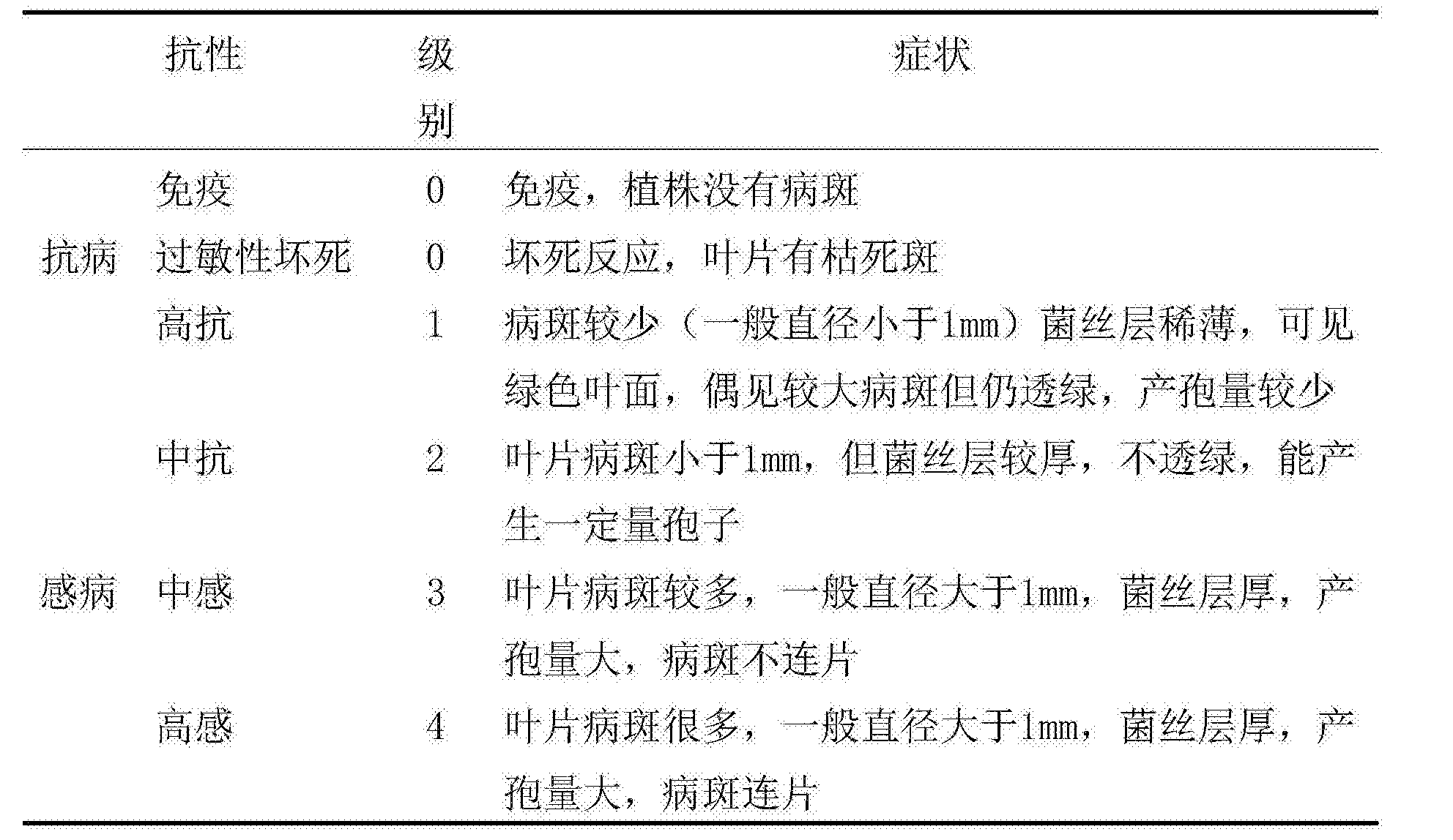 [0048[0047 表1为小麦白粉病苗期反应型分级标准[0046 下述实施例