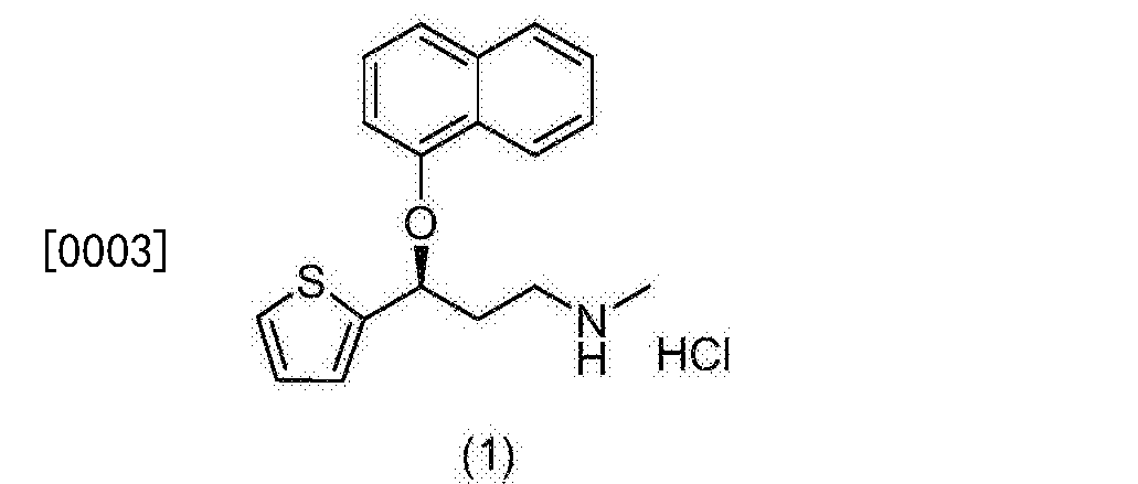 (1-萘氧 基-3_(2-噻吩基)_3_丙胺盐酸盐,结构式如式(1)所不,背景