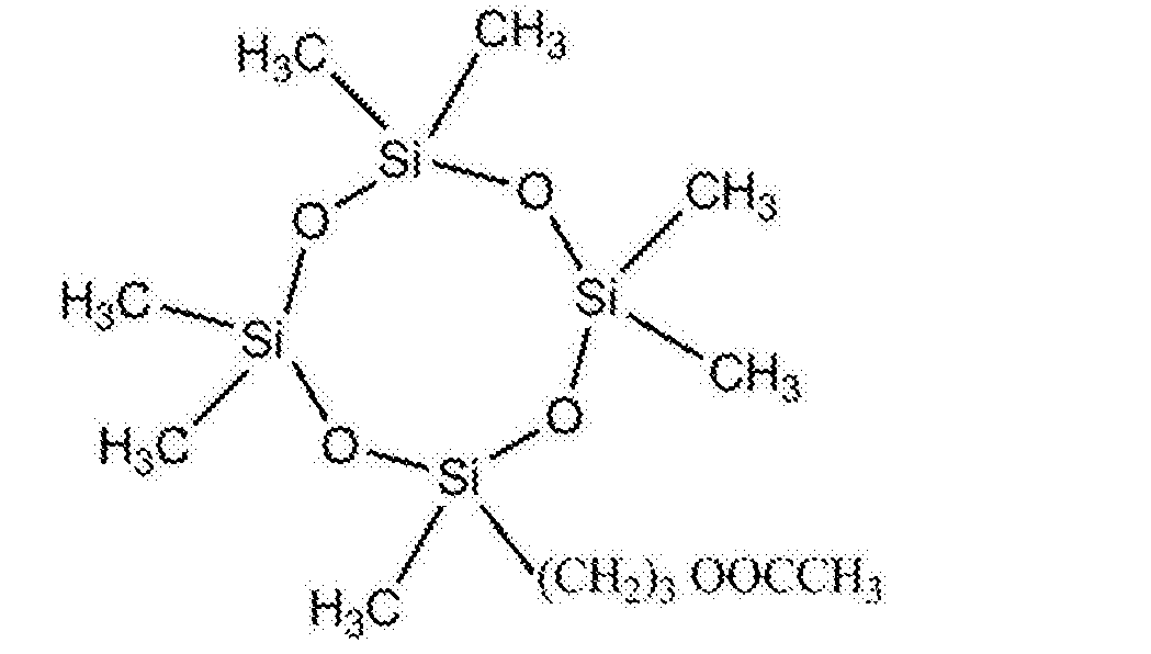 [0058] 本實施例製得的聚(二甲基硅氧烷-甲基乙酸丙酯基硅氧燒)結構式