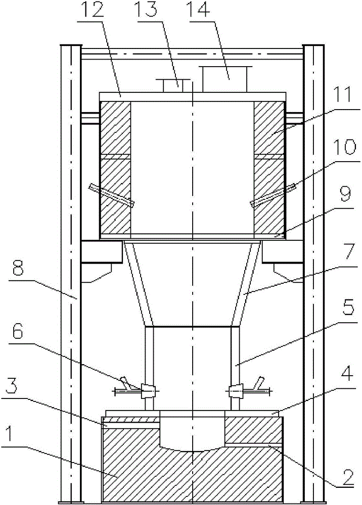 本实用新型的圆形立式富氧侧吹熔池熔炼炉,包括炉身和钢架结构,所述炉