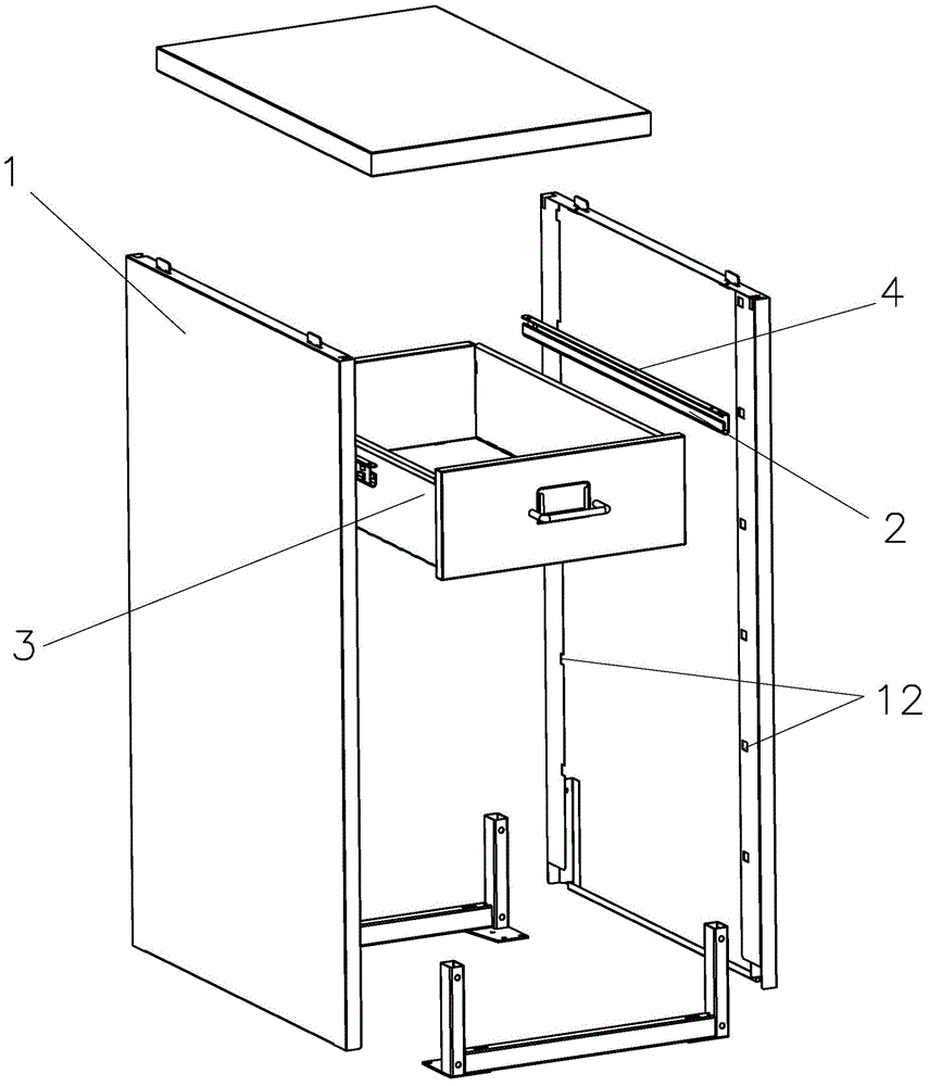 一种储物柜的抽屉安装结构